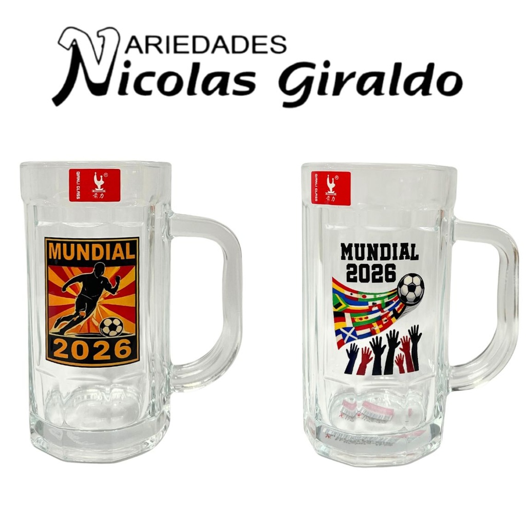 Vaso cervecero vidrio x2 mundial grande 