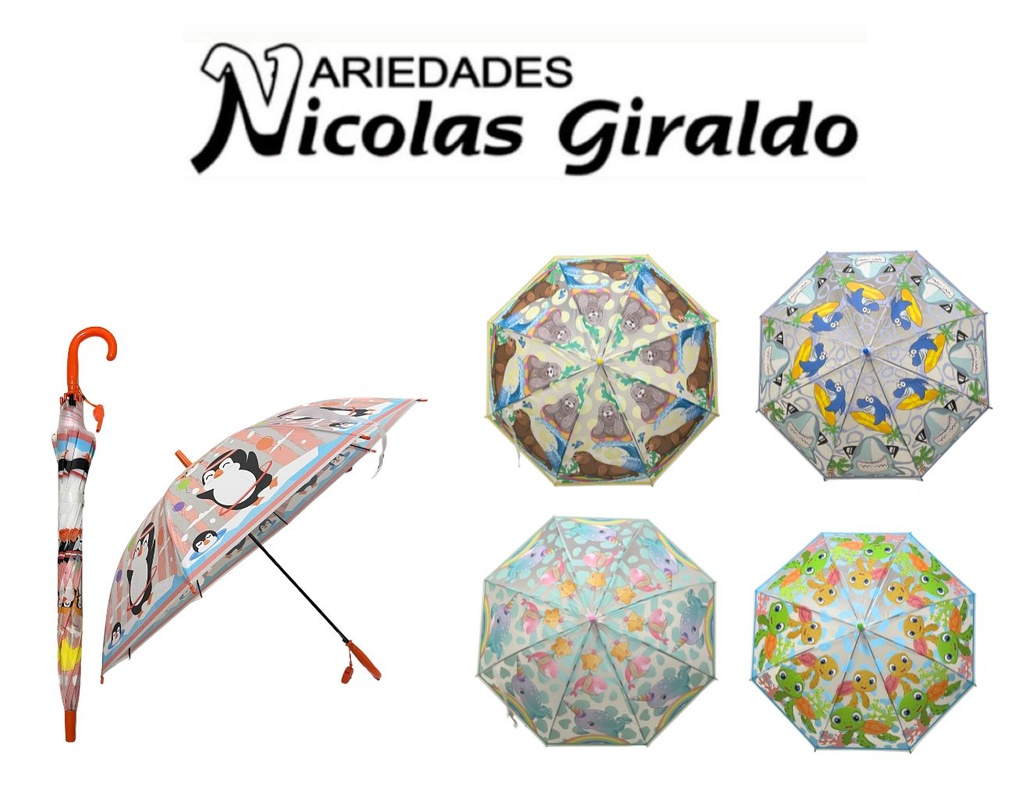 Sombrilla infantil  plastica estampada surtida  