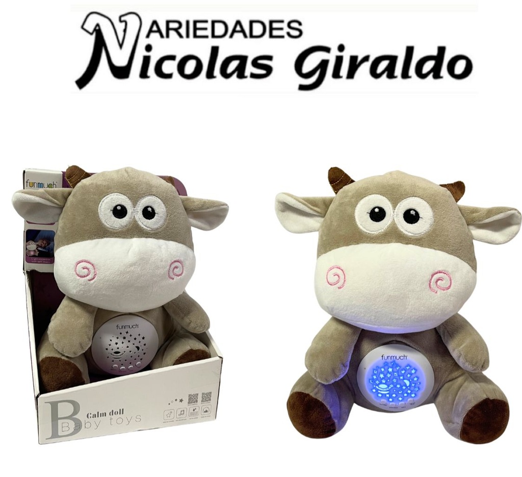 Peluche vaca proyector luz y sonido