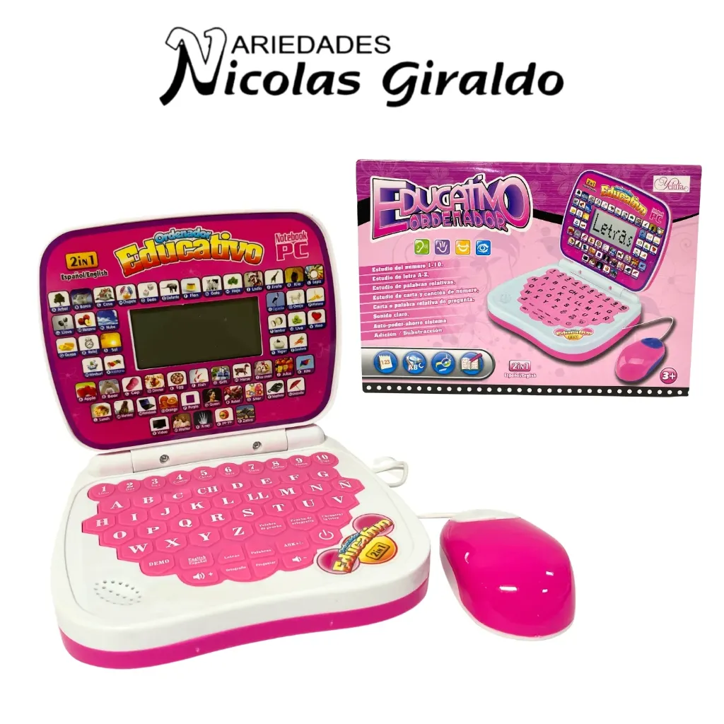 Computador infantil pequeño rosado