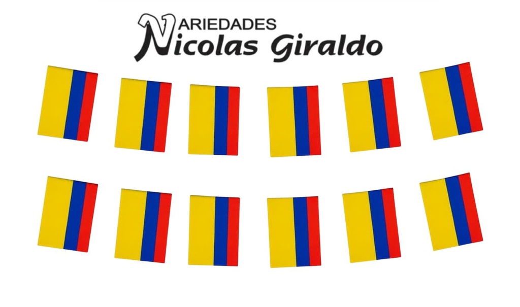 Banderin colombia 5 metros x12 banderas  PQT X12 