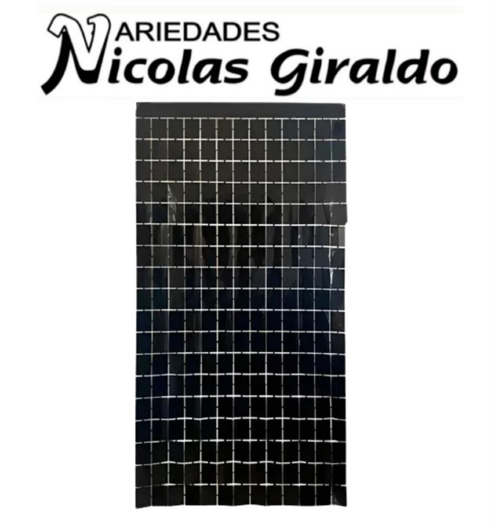 [2D-6962N] Cortina fiesta espejo cuadro grande negra