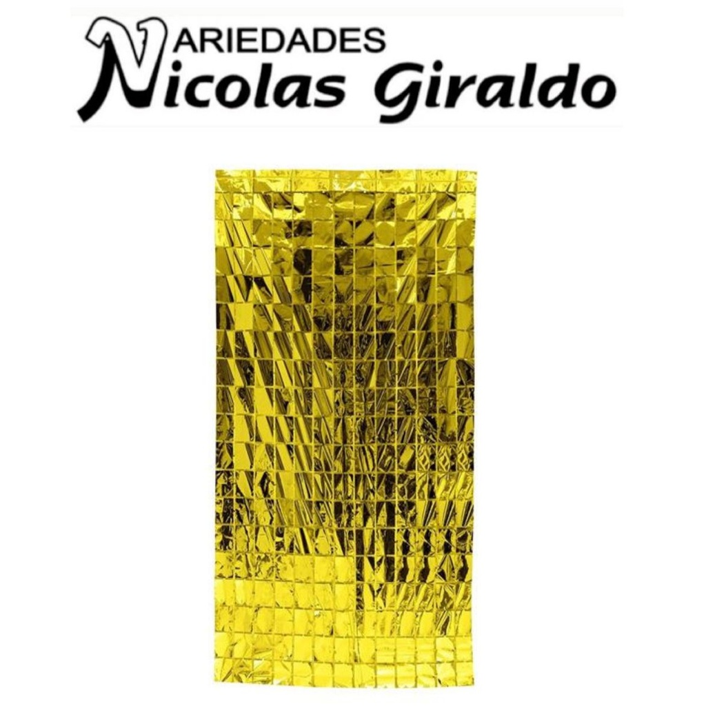[2D-6962D] Cortina fiesta espejo cuadro grande dorada