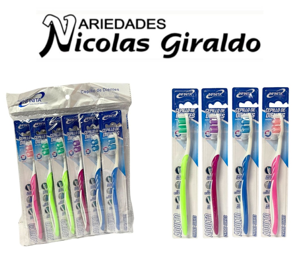 [INF305] Cepillo dental infinita adulto x12 unidades  