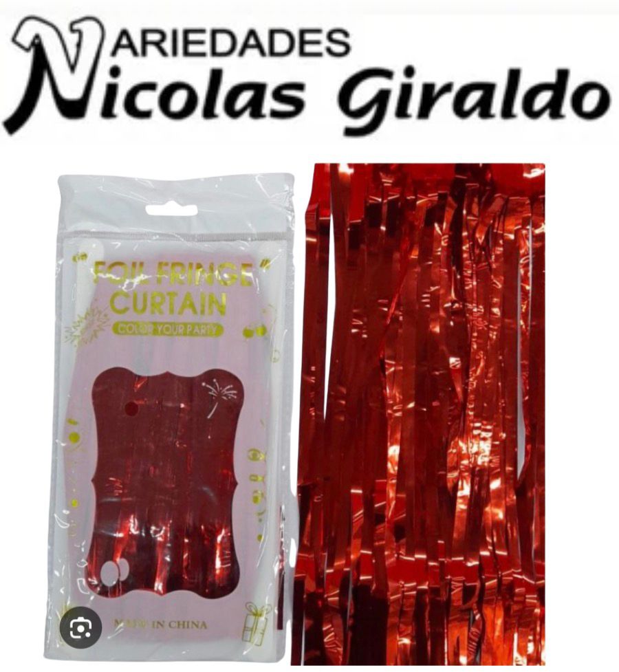 Cortina fiesta brillante 2x1 roja
