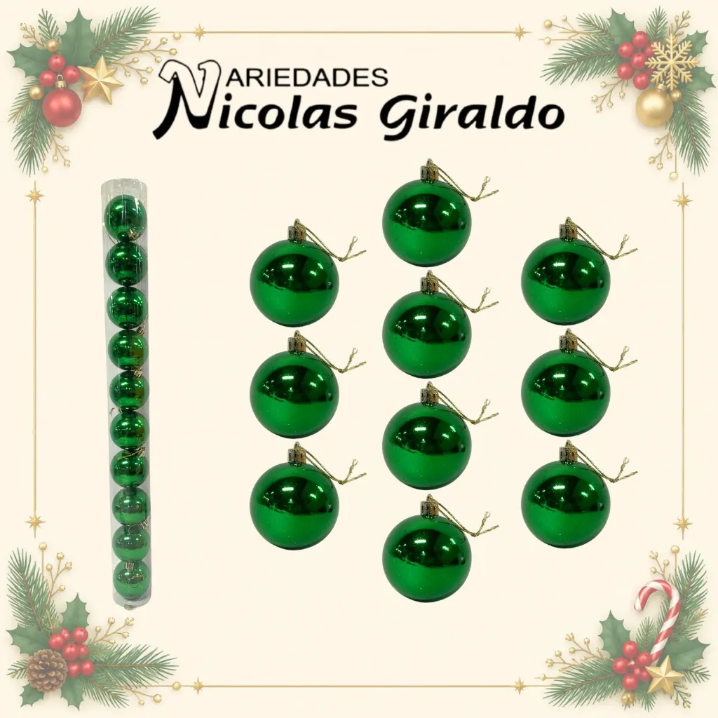 BOLA NAVIDEÑA 6CM X10 VERDE