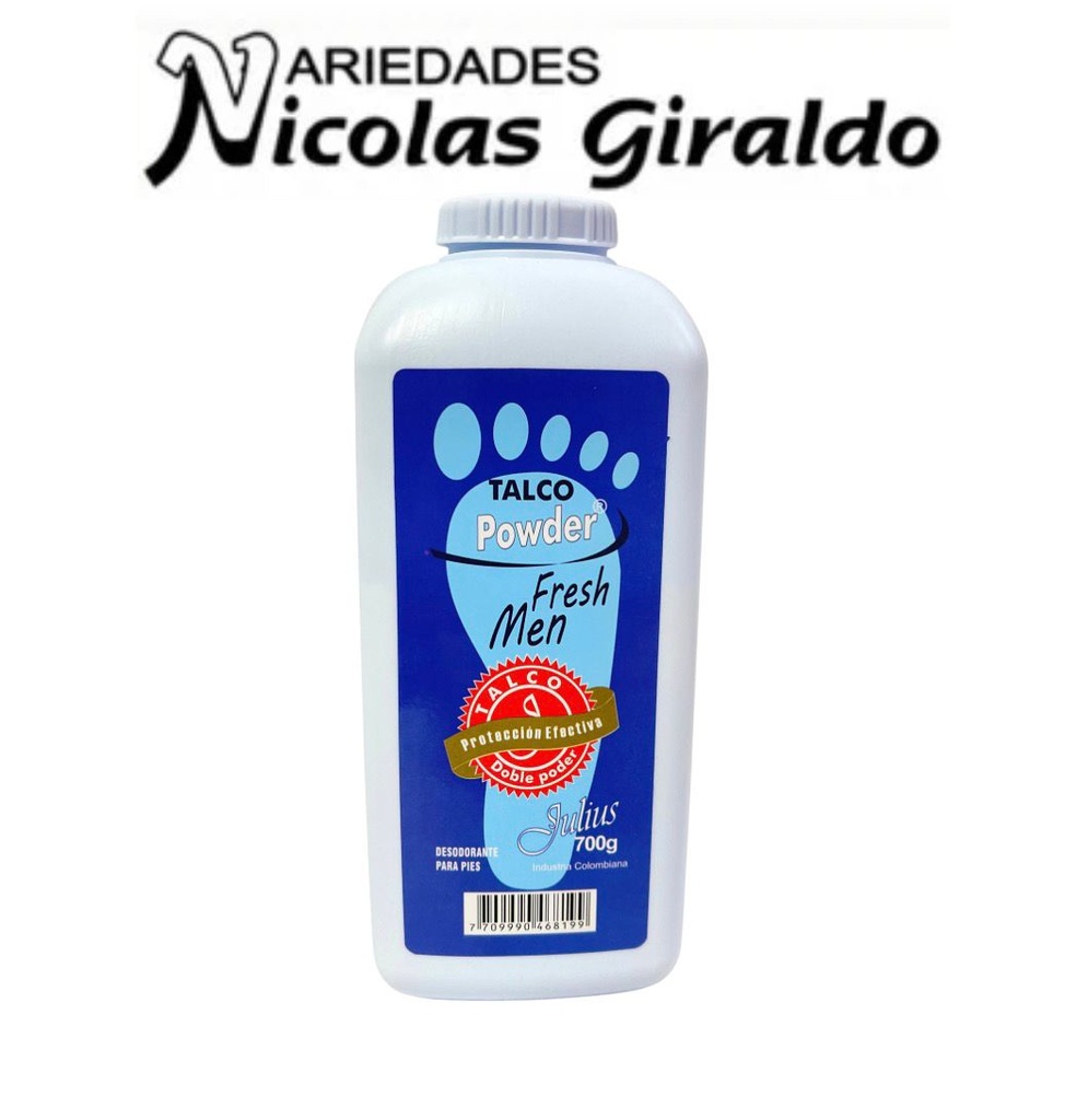 Talco powder fresh men x700 Julius grande azul