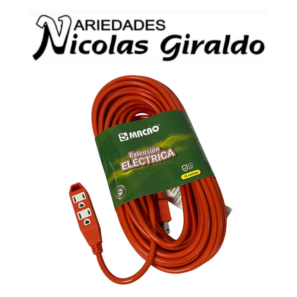 [MC-15M] Extension naranja Macao x15 metros con polo a tierra 