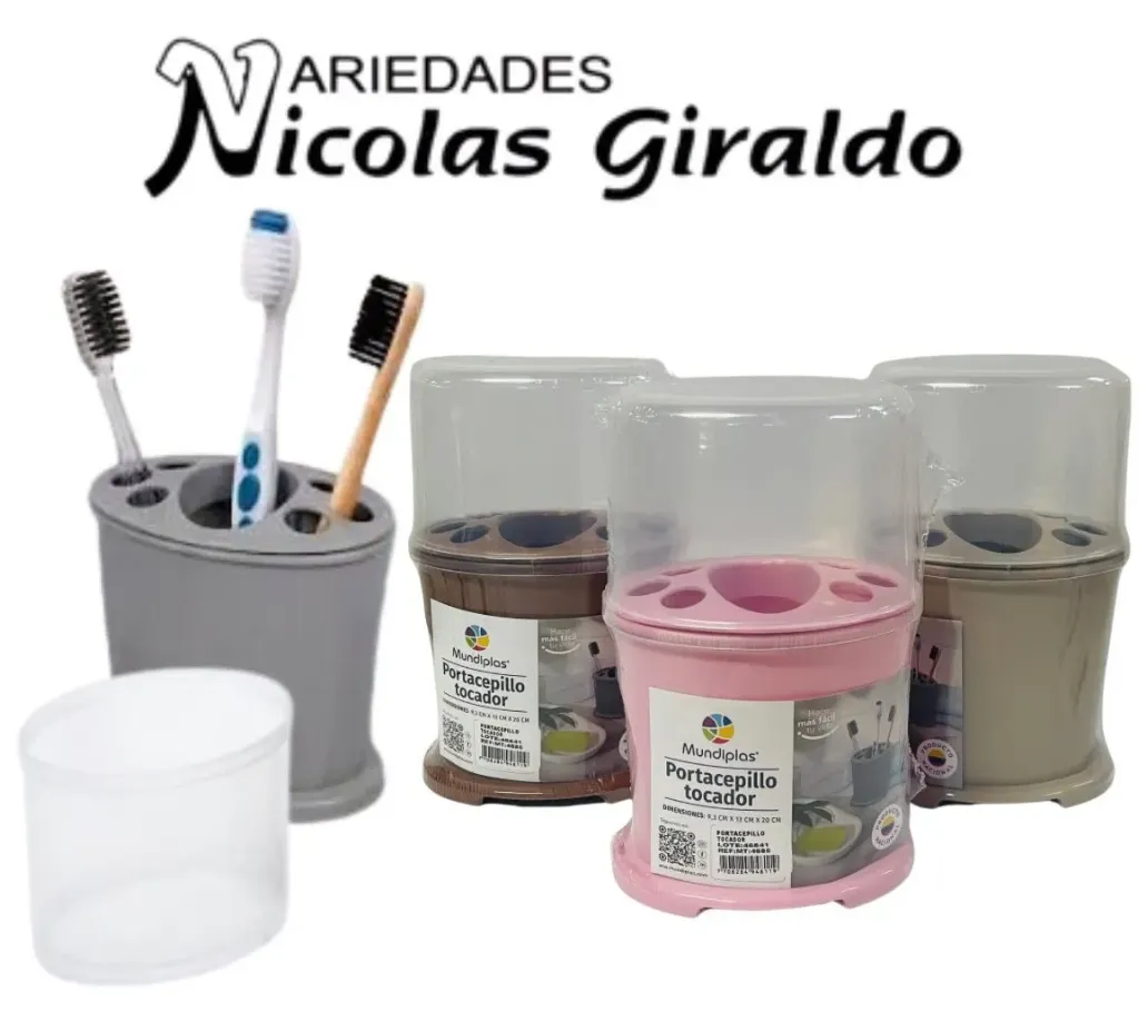 Organizador de cepillos y crema dental con tapa