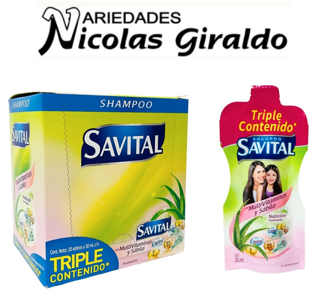 [64788568] Shampoo savital multivitaminas sobre 30ml caja x20 