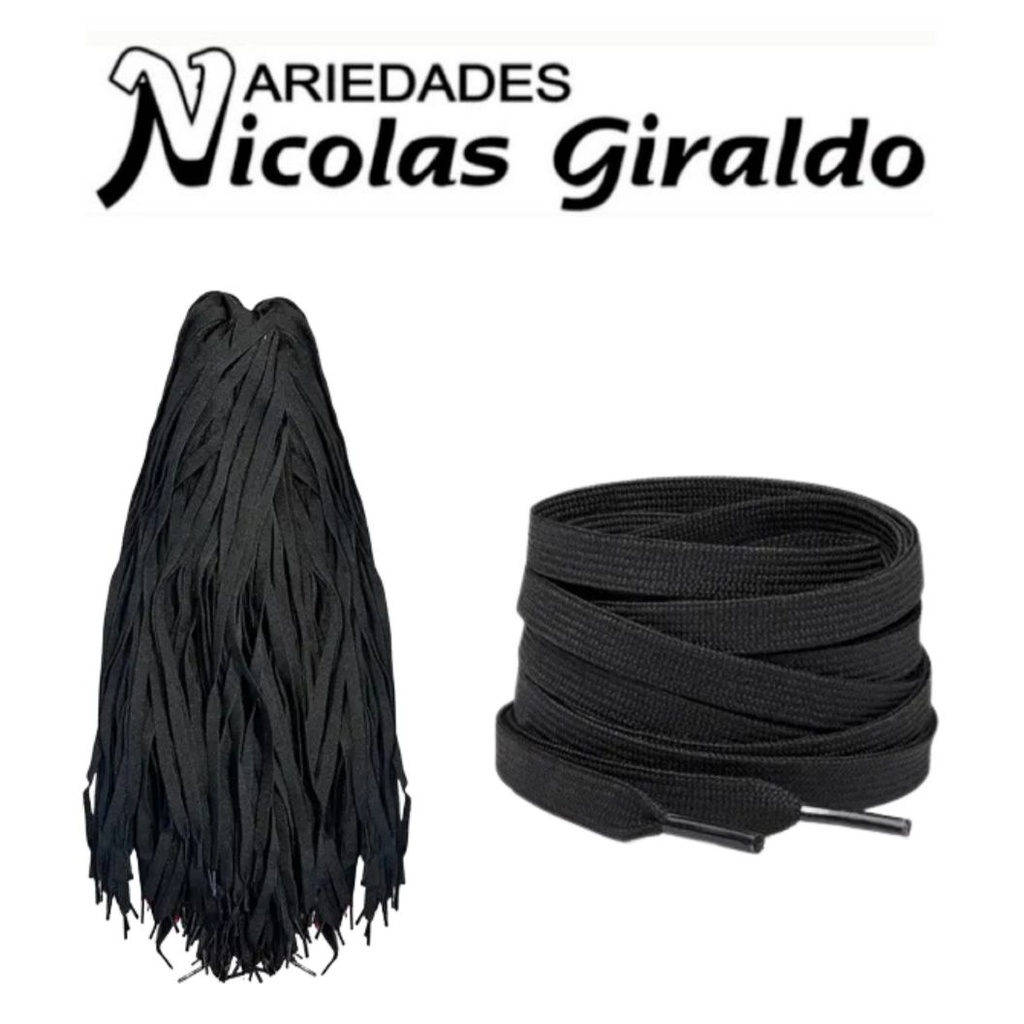 [P-0090X72NP] Cordon 90cm x1 par negro plano paquete x70