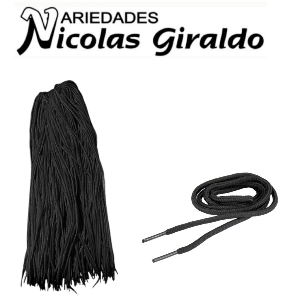 [P-0090X72NR] Cordon 90cm x1 par negro redondo paquete x70 