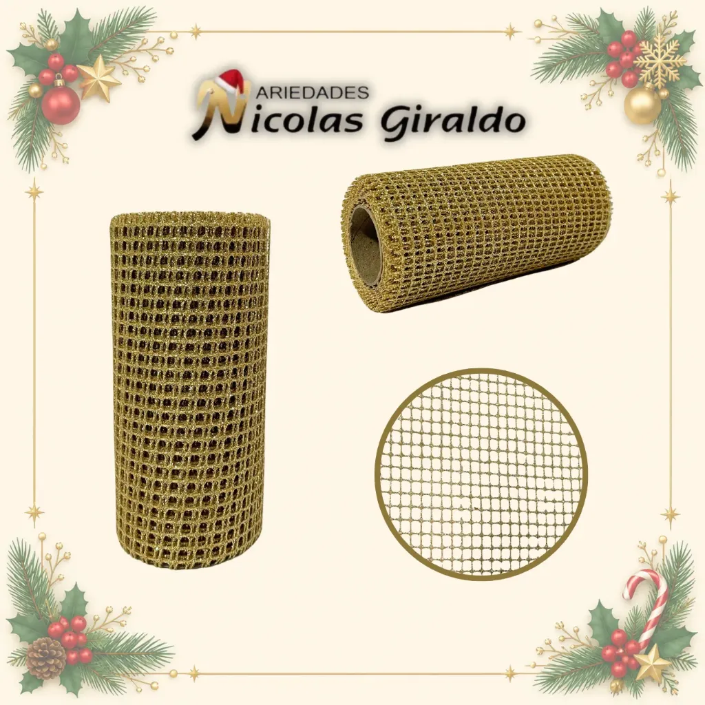 [SMR25-22] MALLA DECORATIVA MINI DORADA