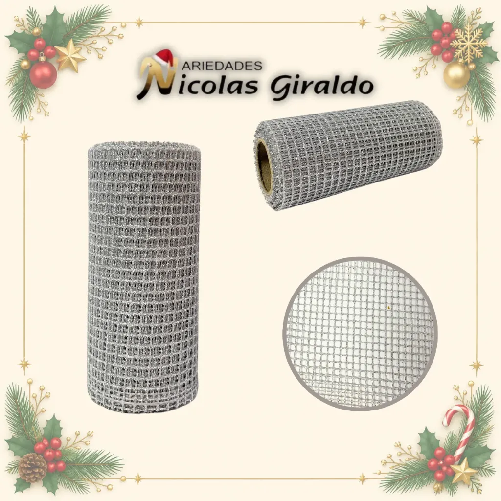 [SMR25-23] MALLA DECORATIVA MINI PLATA 