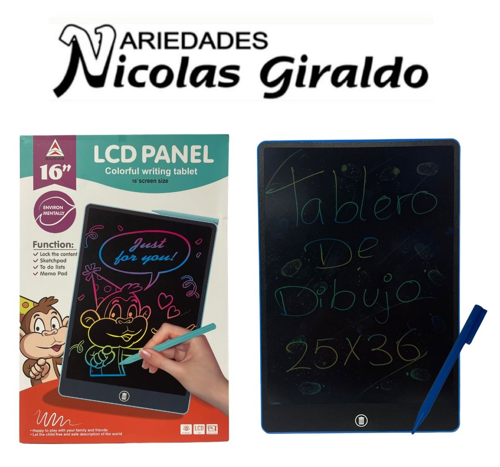 [SLT4330] Tablero dibujo lcd panel grande 16" 25X36