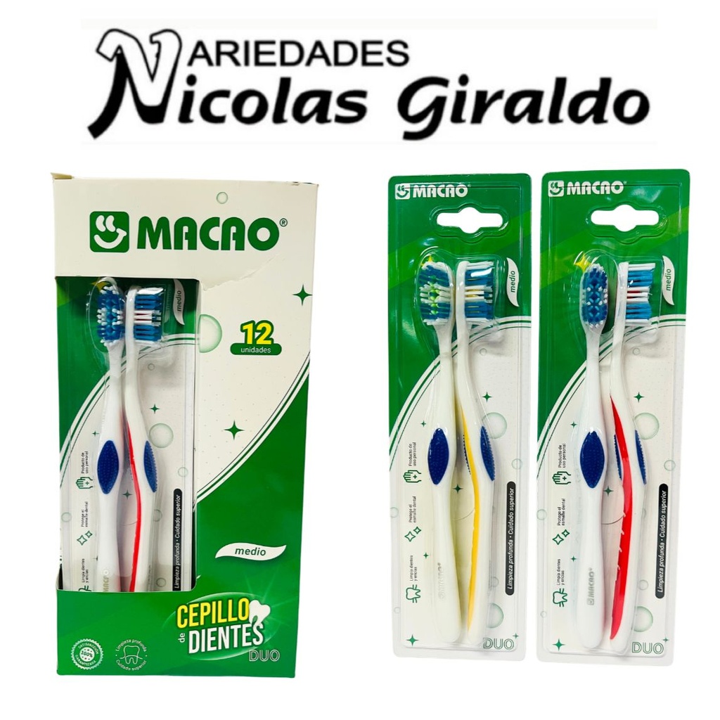 [MC-D721] Cepillo dental Macao adulto x2 caja x12 