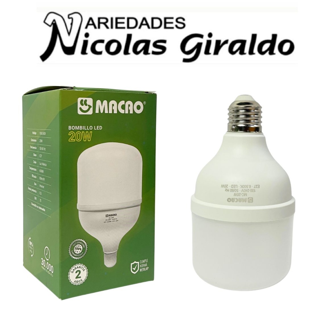 Bombillo macao 20watts 