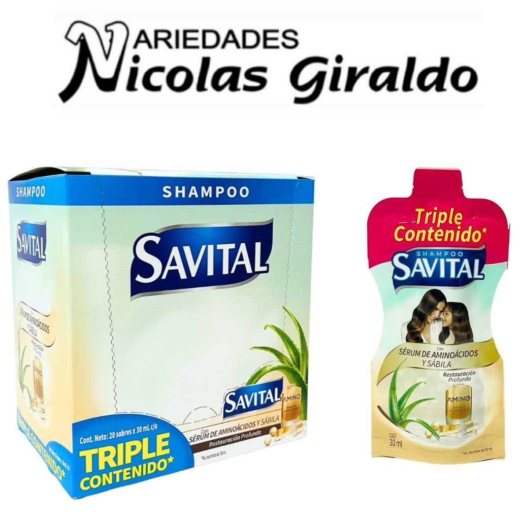 [64788565] Shampoo savital aminoacidos sobre 30ml caja x20 