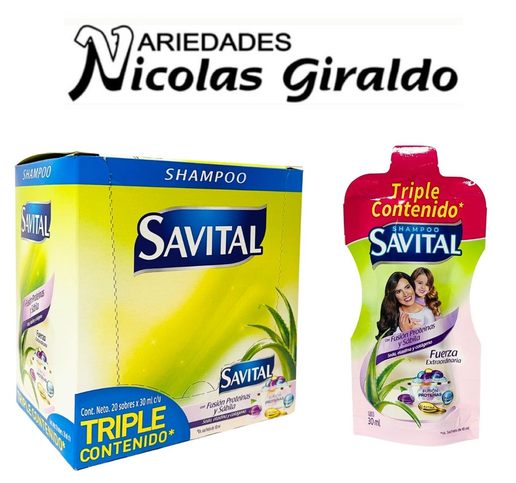 Shampoo savital fusion proteinas sobre 30ml caja x20  