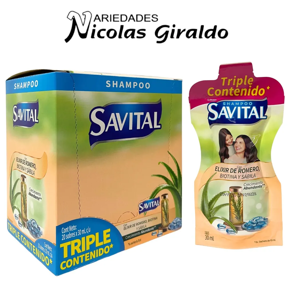 Shampoo savital elixir sobre 30ml caja x20   