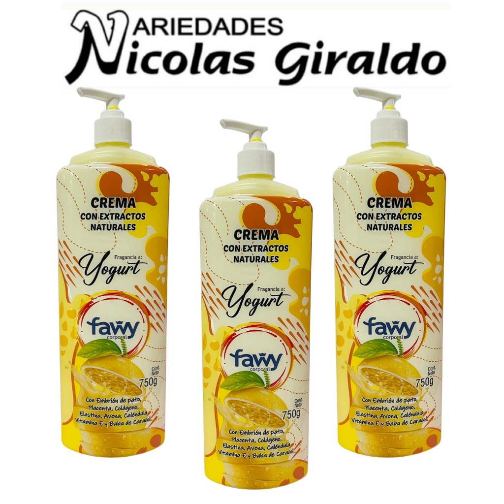 [PDC180] Crema corporal yogurth amarilla x750ml
