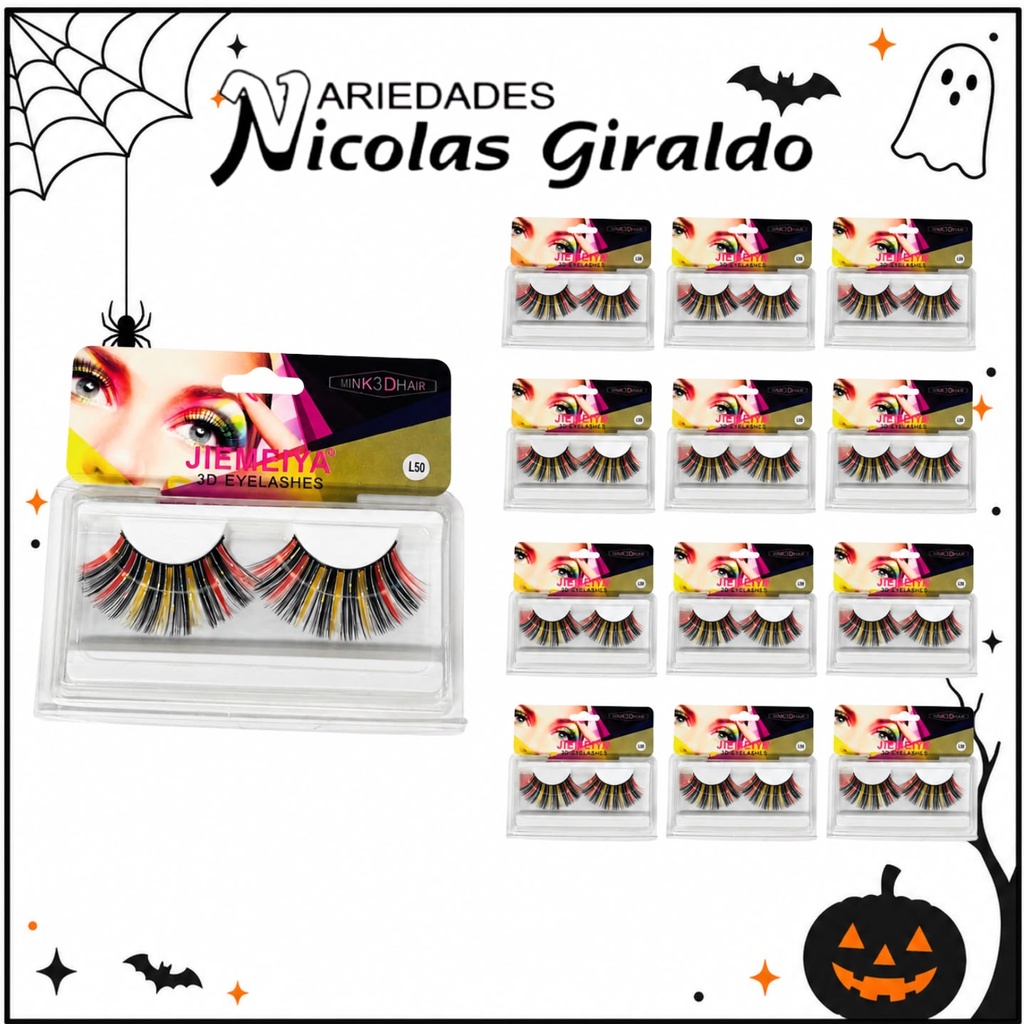Pestañas Halloween caja x12 
