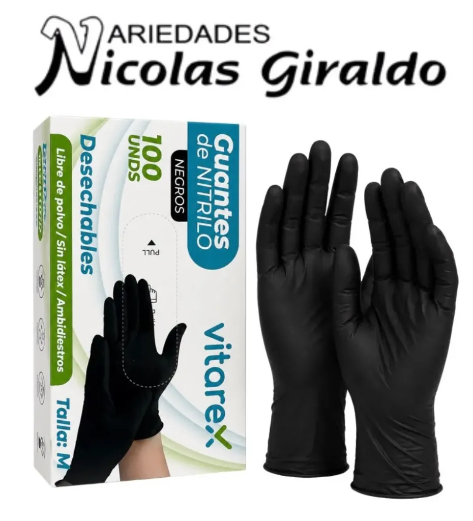 Guante negro desechable caja x100 vitarex talla M
