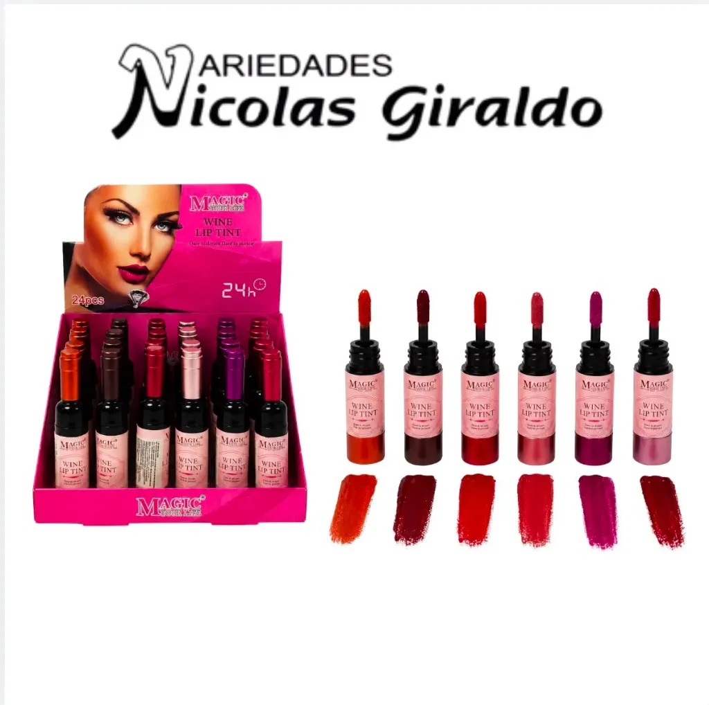 Tinta labios botella vino caja x24