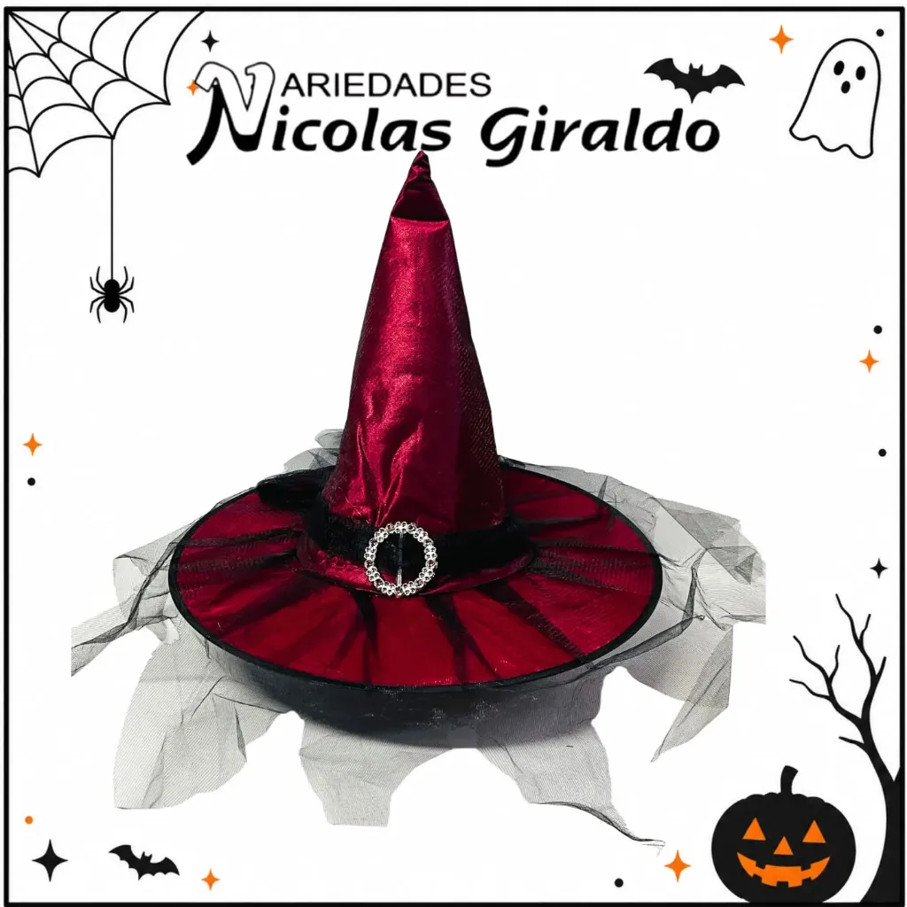 [YN-1605] Sombrero bruja velo Halloween 