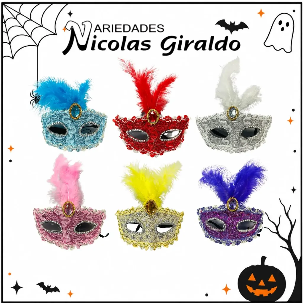 Antifaz pluma Halloween 