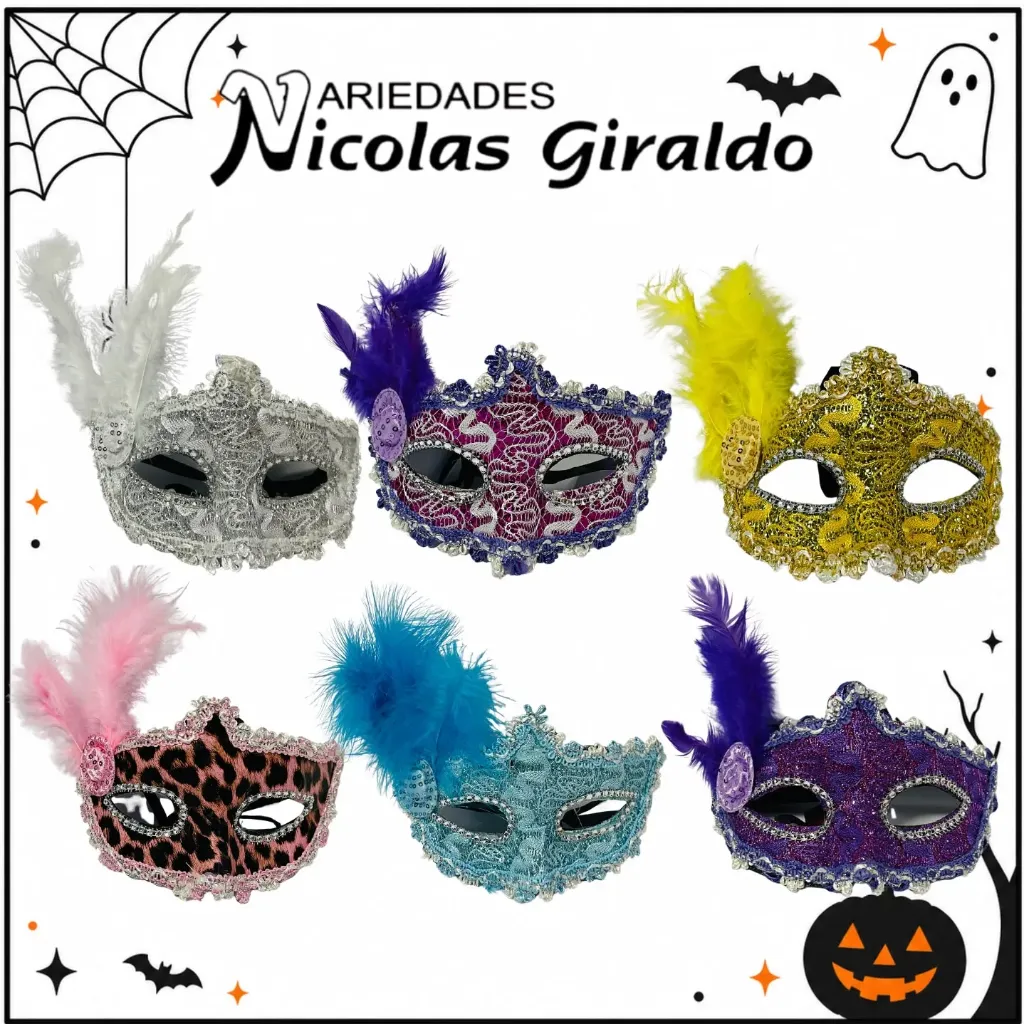 Antifaz pluma Halloween 