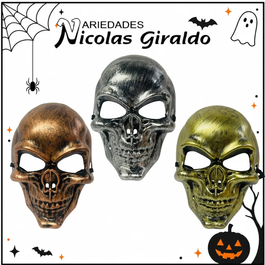 Mascara Halloween esqueleto metal 