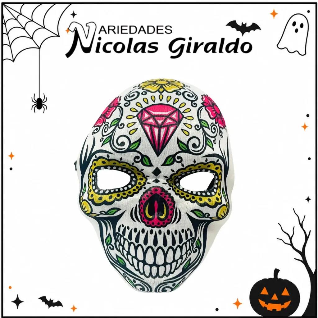 Mascara Halloween esqueleto mexicano 