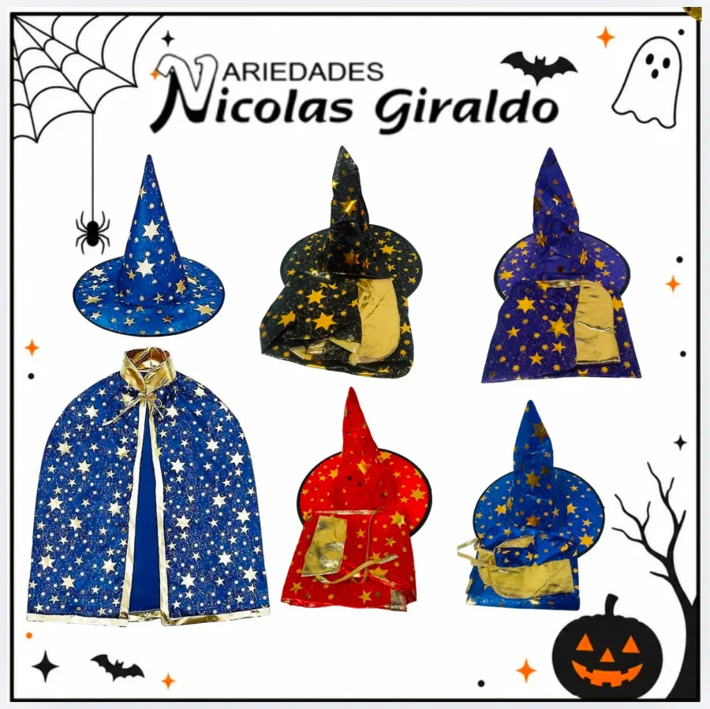 Capa y sombrero de mago Halloween 