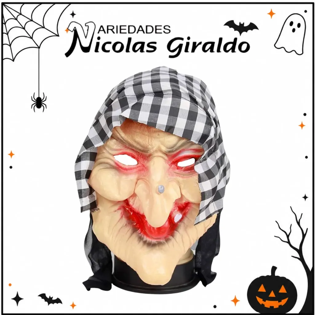 Mascara Halloween goma bruja 