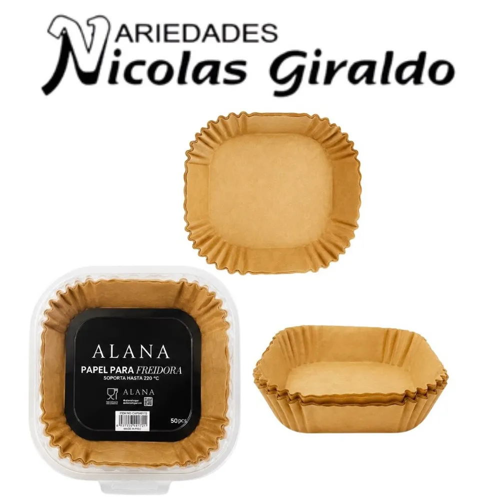 Molde papel cera para freidora cuadrado x50 16cm