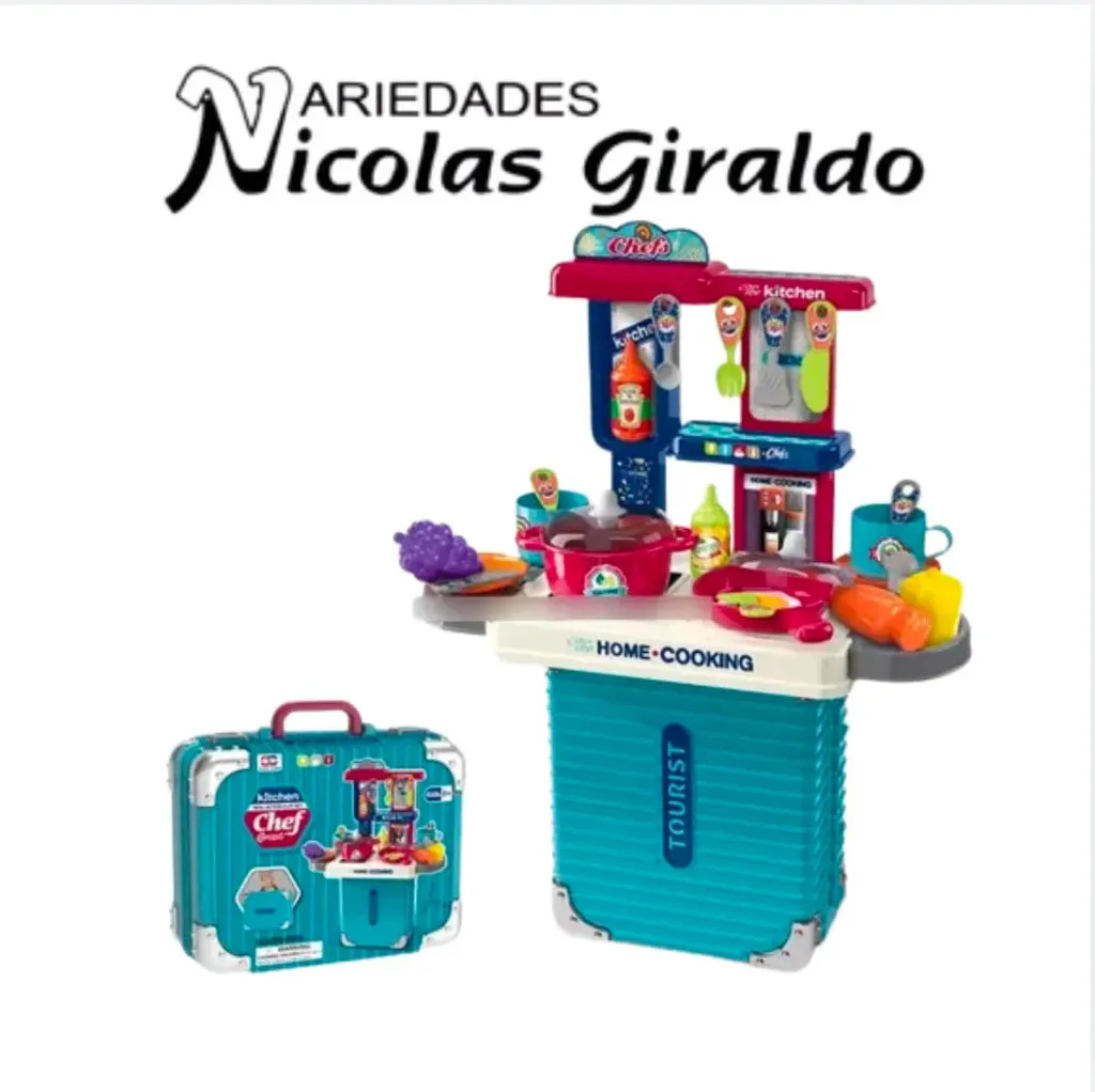 Cocina infantil maleta Pequeña azul