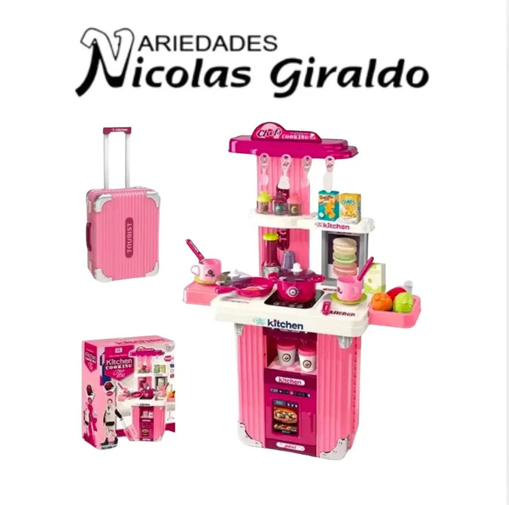 Cocina infantil maleta grande rosada