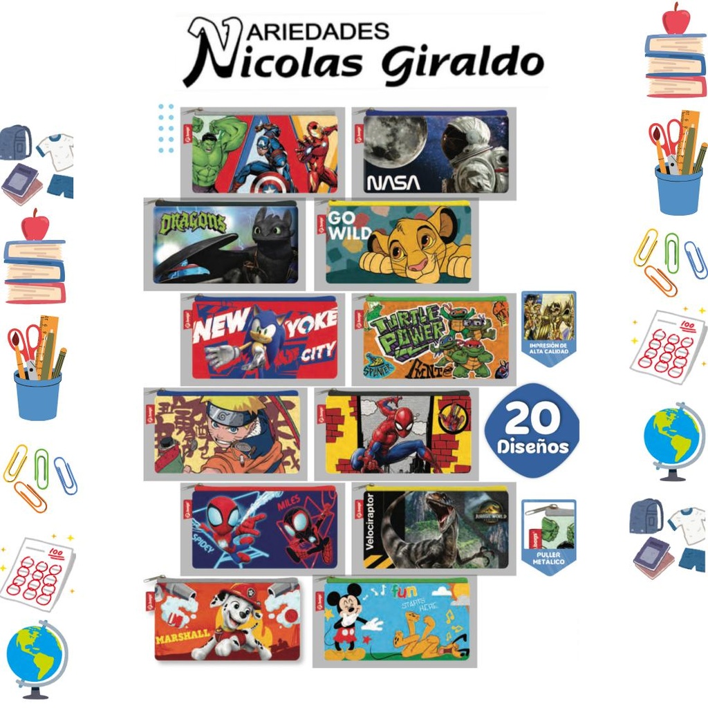 [P631] Cartuchera primavera 1 cierre niño