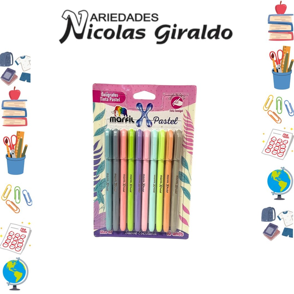 Lapicero marfil pastel carton x10