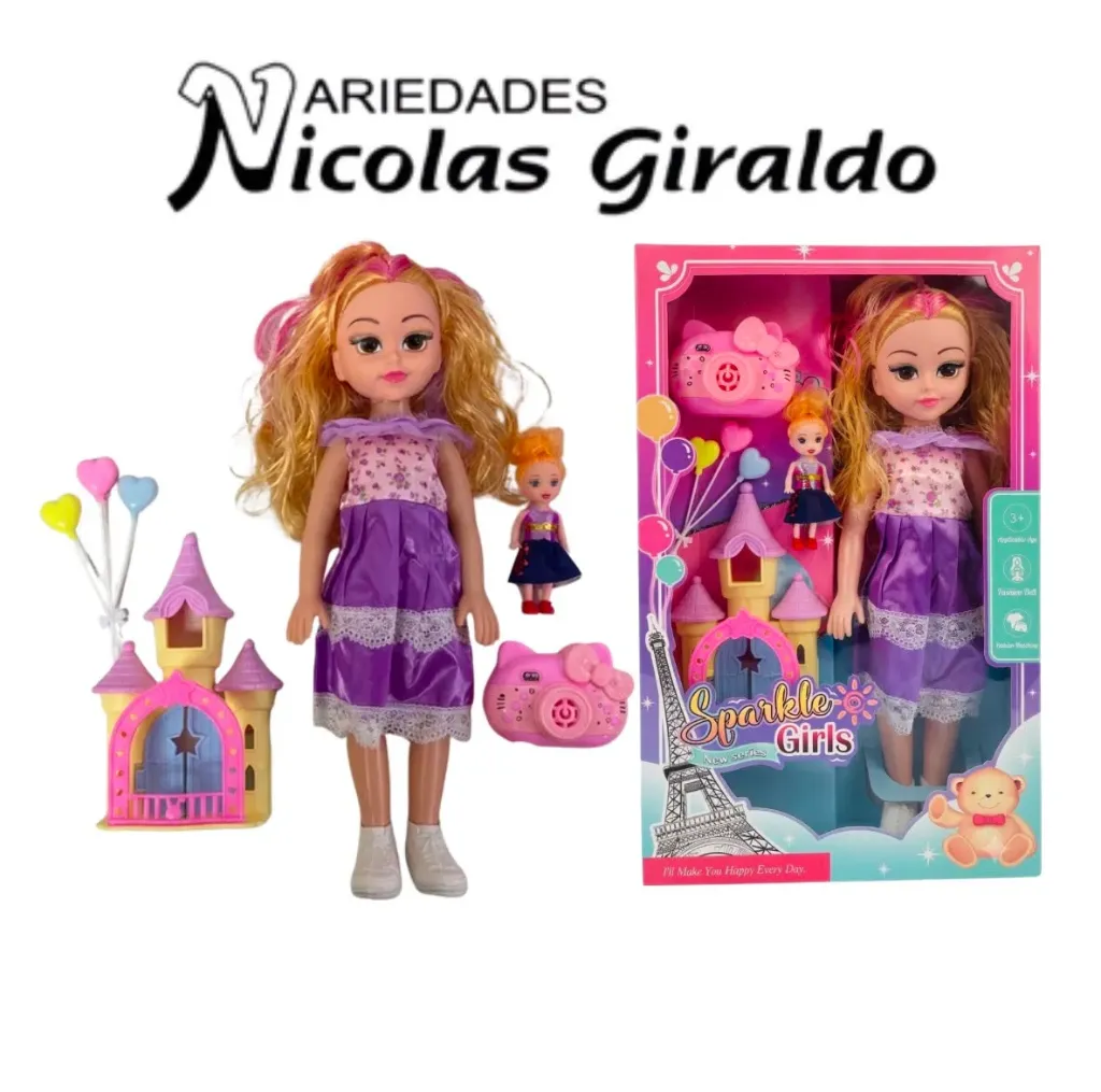 Muñeca caja grande con accesorios