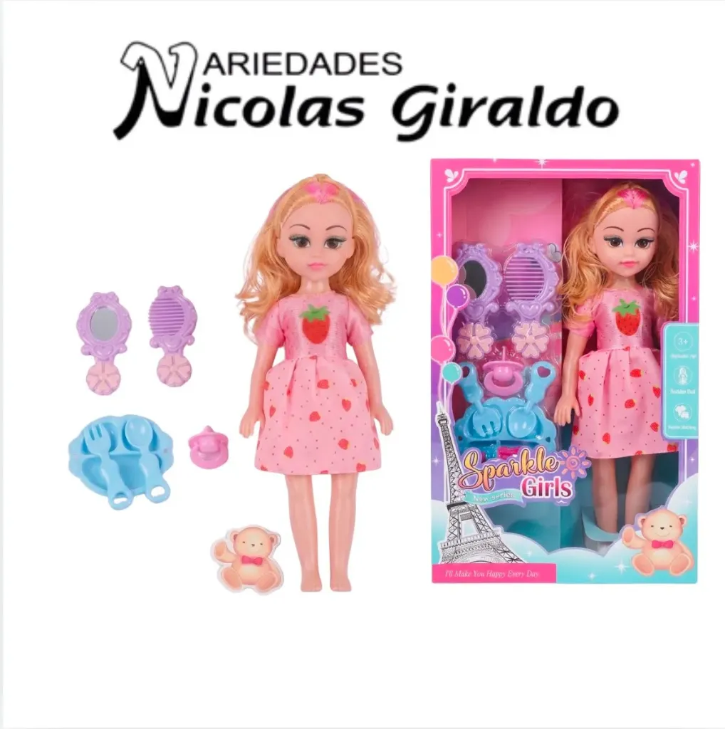 Muñeca caja grande con accesorios