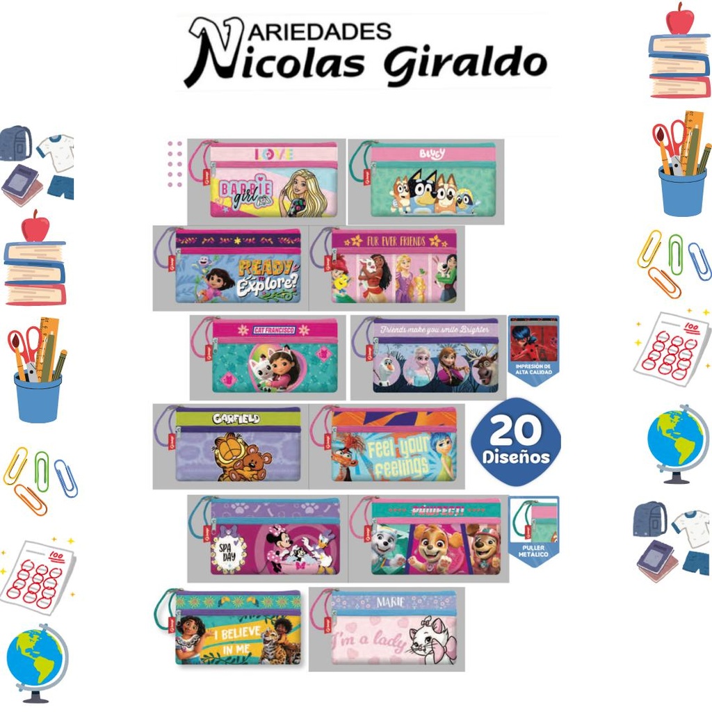 [P634] Cartuchera primavera 3 cierre niña