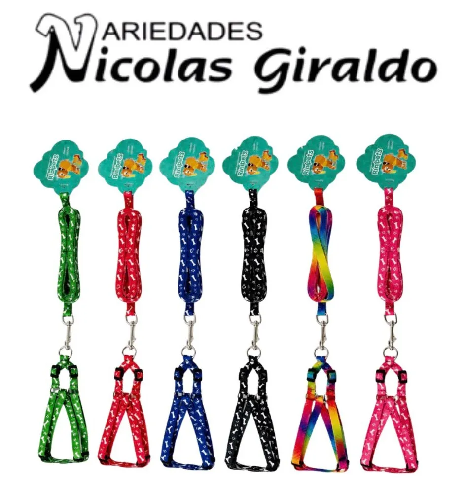 Collar mascota pechera riata estampada mini PQT X12
