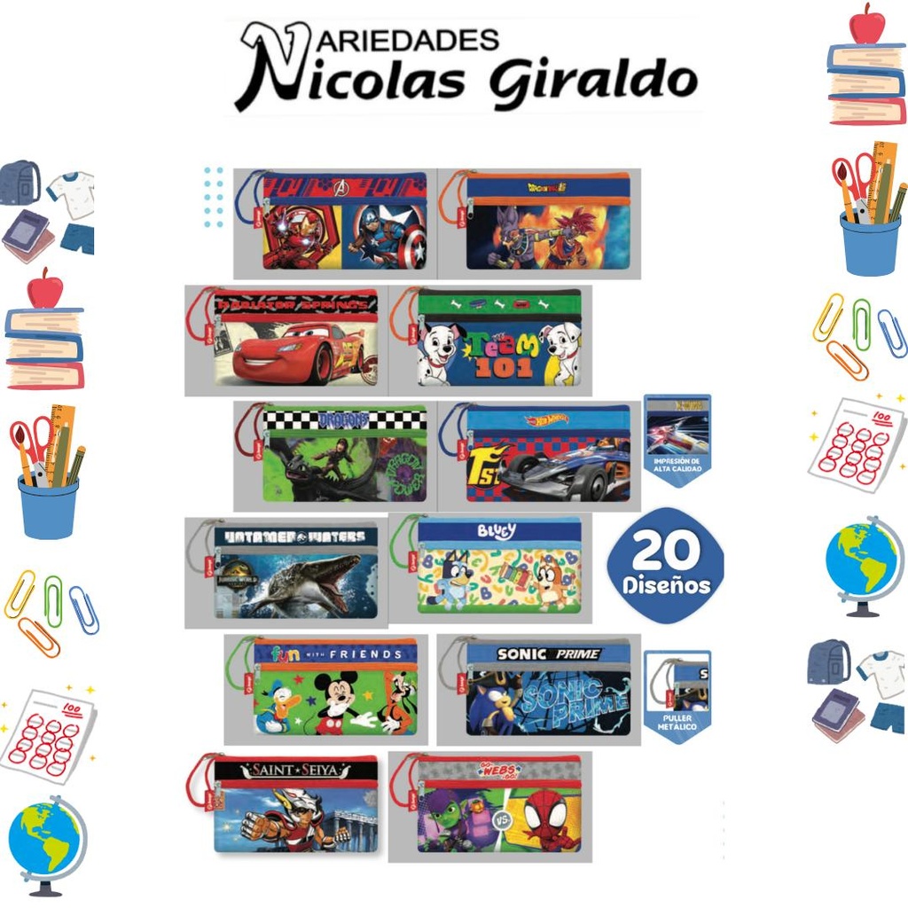 [P635] Cartuchera primavera 3 cierre niño