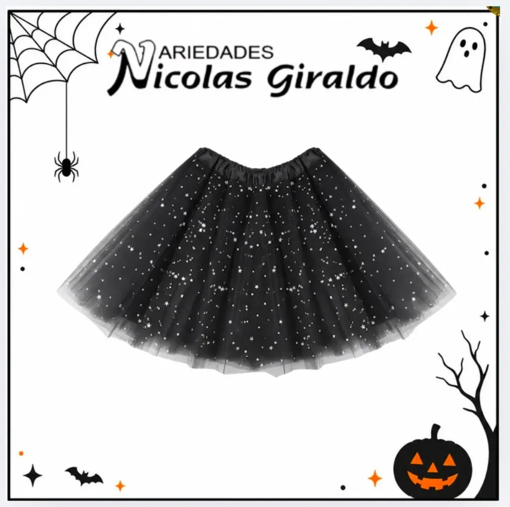 Tutu escarchado 30cm pequeño negro