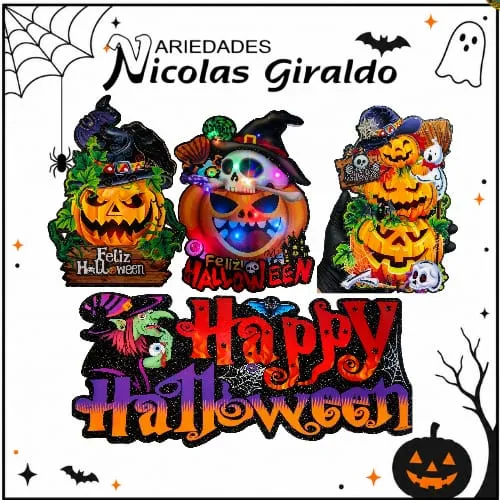 Adorno pared grande con luz halloween