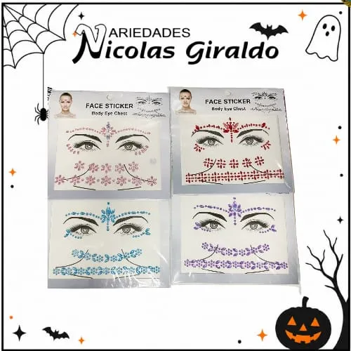 Accesorios pegatinas faciales Halloween paquetes x12
