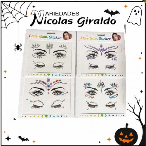 Accesorios pegatinas faciales Halloween paquetes x12