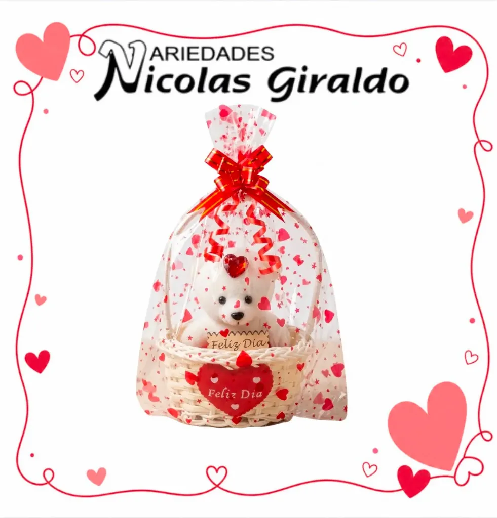 Detalle oso canasta feliz dia